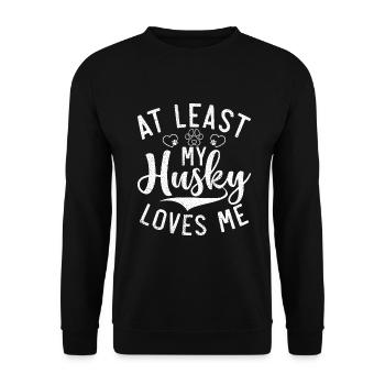 Husky-Hunde-Geschenke - Unisex Pullover - Schwarz - Vorne - Alina (178cm) & Michal (187cm)