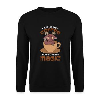 Ich mag meinen Kaffee Wie ich meine Magie mag - Unisex Pullover - Schwarz - Vorne - Alina (178cm) & Michal (187cm)