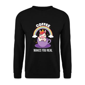 Coffee makes you real - Unisex Sweatshirt - black - Front - Alina (178cm) & Michal (187cm)