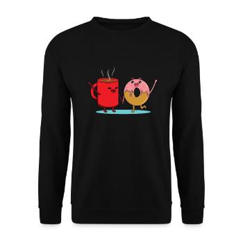 Coffee Love Donut - Sweat-shirt Unisexe - noir - Devant - Alina (178cm) & Michal (187cm)