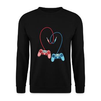 Gaming Controller Liebe - Unisex Pullover - Schwarz - Vorne - Alina (178cm) & Michal (187cm)