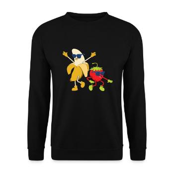 Banane-Erdbeere Sommer - Unisex Pullover - Schwarz - Vorne - Alina (178cm) & Michal (187cm)