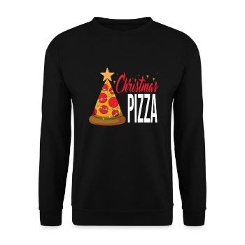 Weihnachts-Pizza - Unisex Pullover - Schwarz - Vorne - Alina (178cm) & Michal (187cm)