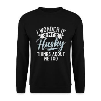 Cadeaux de chien Husky - Sweat-shirt Unisexe - noir - Devant - Alina (178cm) & Michal (187cm)
