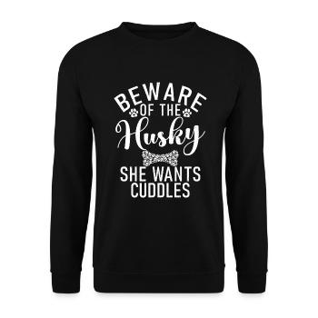 Cadeaux de chien Husky - Sweat-shirt Unisexe - noir - Devant - Alina (178cm) & Michal (187cm)