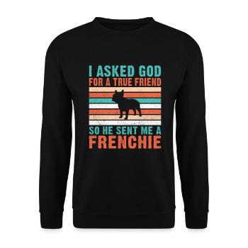French Bulldog Gifts - Unisex Sweatshirt - black - Front - Alina (178cm) & Michal (187cm)