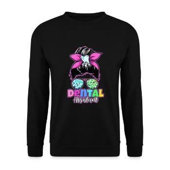 Zahn Zähne Zahnarzt Zahnmedizinische Angestellte - Unisex Pullover - Schwarz - Vorne - Alina (178cm) & Michal (187cm)
