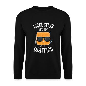 Les week-ends sont pour les gaufres - Sweat-shirt Unisexe - noir - Devant - Alina (178cm) & Michal (187cm)