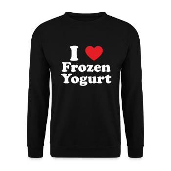 Ich liebe gefrorenen Joghurt Herz - Unisex Pullover - Schwarz - Vorne - Alina (178cm) & Michal (187cm)