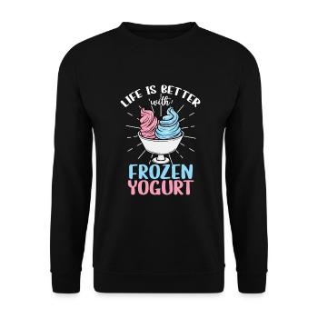 Life is better with frozen yogurt - Unisex Sweatshirt - black - Front - Alina (178cm) & Michal (187cm)