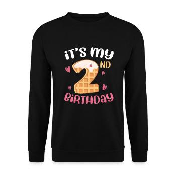 C’est ma gaufre de 2e anniversaire - Sweat-shirt Unisexe - noir - Devant - Alina (178cm) & Michal (187cm)