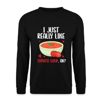 Ich mag Tomatensuppe einfach sehr gern, ok - Unisex Pullover - Schwarz - Vorne - Alina (178cm) & Michal (187cm)