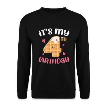 Gaufre du 4e anniversaire - Sweat-shirt Unisexe - noir - Devant - Alina (178cm) & Michal (187cm)