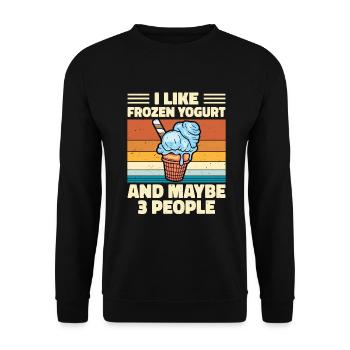 Ich mag gefrorenen Joghurt und vielleicht 3 Leute - Unisex Pullover - Schwarz - Vorne - Alina (178cm) & Michal (187cm)