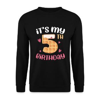 Gaufre du 5e anniversaire - Sweat-shirt Unisexe - noir - Devant - Alina (178cm) & Michal (187cm)