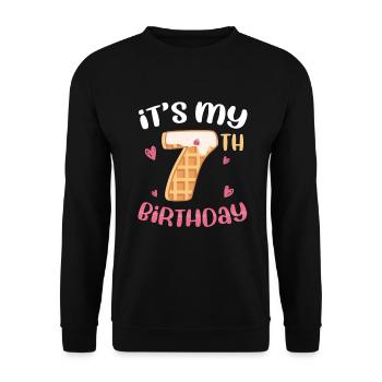Gaufre du 7e anniversaire - Sweat-shirt Unisexe - noir - Devant - Alina (178cm) & Michal (187cm)