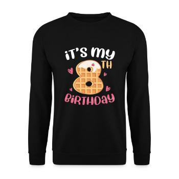 Gaufre du 8e anniversaire - Sweat-shirt Unisexe - noir - Devant - Alina (178cm) & Michal (187cm)