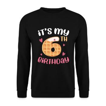 Gaufre du 6e anniversaire - Sweat-shirt Unisexe - noir - Devant - Alina (178cm) & Michal (187cm)