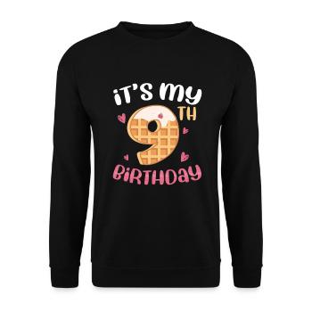 Gaufre du 9e anniversaire - Sweat-shirt Unisexe - noir - Devant - Alina (178cm) & Michal (187cm)