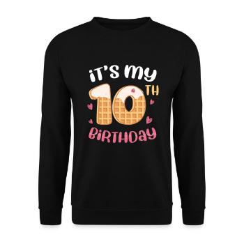 Gaufre du 10e anniversaire - Sweat-shirt Unisexe - noir - Devant - Alina (178cm) & Michal (187cm)