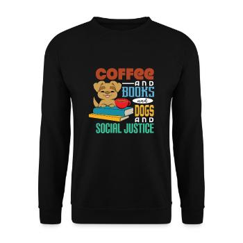 Kaffee und Bücher und Hunde - Unisex Pullover - Schwarz - Vorne - Alina (178cm) & Michal (187cm)