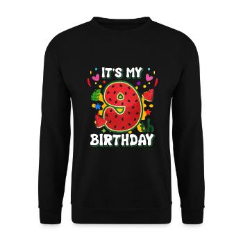 9 Anniversaire Pastèque Cadeau d’été - Sweat-shirt Unisexe - noir - Devant - Alina (178cm) & Michal (187cm)