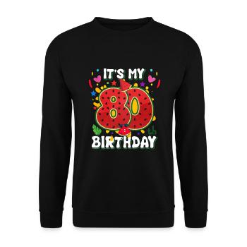 80th Birthday Watermelon - Unisex Sweatshirt - black - Front - Alina (178cm) & Michal (187cm)
