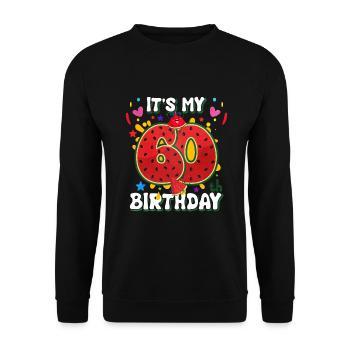 60th Birthday Watermelon - Unisex Sweatshirt - black - Front - Alina (178cm) & Michal (187cm)