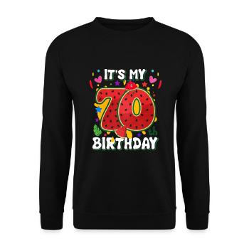 70th Birthday Watermelon - Unisex Sweatshirt - black - Front - Alina (178cm) & Michal (187cm)