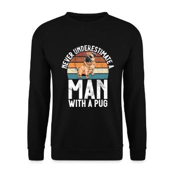 Pug Gifts for Pug Lovers - Unisex Pullover - Schwarz - Vorne - Alina (178cm) & Michal (187cm)