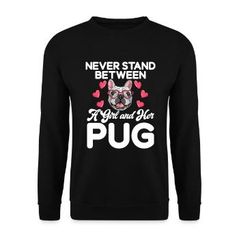 Pug Gifts for Pug Lovers - Unisex Sweatshirt - black - Front - Alina (178cm) & Michal (187cm)