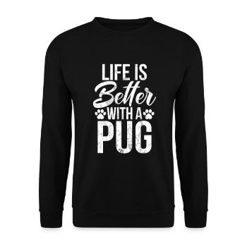 Pug Gifts for Pug Lovers - Unisex Pullover - Schwarz - Vorne - Alina (178cm) & Michal (187cm)