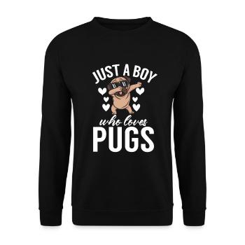 Pug Gifts for Pug Lovers - Unisex Pullover - Schwarz - Vorne - Alina (178cm) & Michal (187cm)