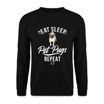 Pug Gifts for Pug Lovers - Unisex Sweatshirt - black - Front - Alina (178cm) & Michal (187cm)