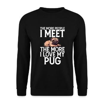 Pug Gifts for Pug Lovers - Unisex Sweatshirt - black - Front - Alina (178cm) & Michal (187cm)