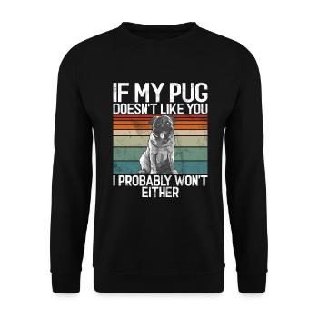 Pug Gifts for Pug Lovers - Unisex Pullover - Schwarz - Vorne - Alina (178cm) & Michal (187cm)