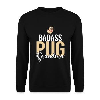 Pug Gifts for Pug Lovers - Unisex Sweatshirt - black - Front - Alina (178cm) & Michal (187cm)