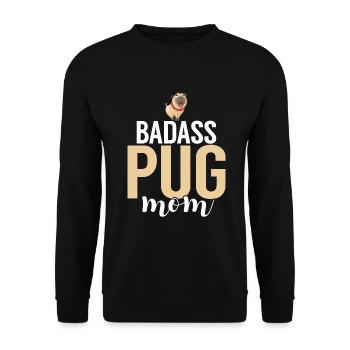 Pug Gifts for Pug Lovers - Unisex Sweatshirt - black - Front - Alina (178cm) & Michal (187cm)