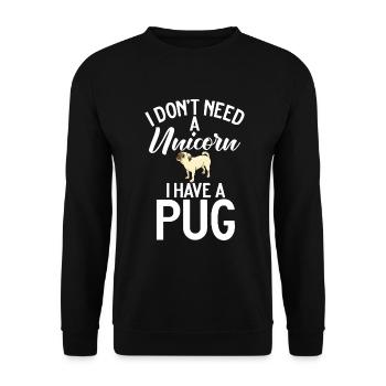 Pug Gifts for Pug Lovers - Unisex Sweatshirt - black - Front - Alina (178cm) & Michal (187cm)