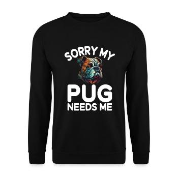 Pug Gifts for Pug Lovers - Unisex Sweatshirt - black - Front - Alina (178cm) & Michal (187cm)