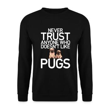 Pug Gifts for Pug Lovers - Unisex Pullover - Schwarz - Vorne - Alina (178cm) & Michal (187cm)
