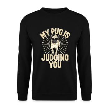 Pug Gifts for Pug Lovers - Unisex Pullover - Schwarz - Vorne - Alina (178cm) & Michal (187cm)