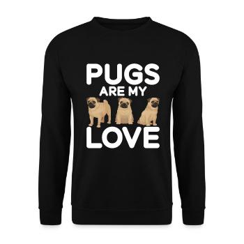 Pug Gifts for Pug Lovers - Unisex Sweatshirt - black - Front - Alina (178cm) & Michal (187cm)