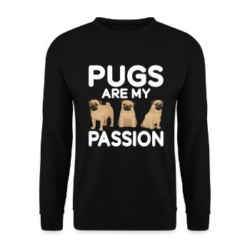 Pug Gifts for Pug Lovers - Unisex Sweatshirt - black - Front - Alina (178cm) & Michal (187cm)