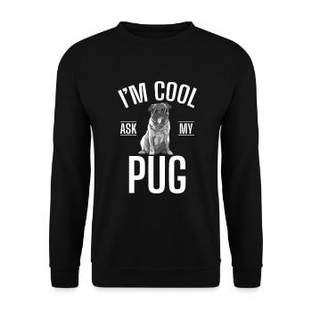 Pug Gifts for Pug Lovers - Unisex Sweatshirt - black - Front - Alina (178cm) & Michal (187cm)