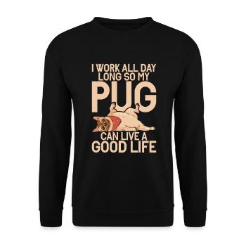 Pug Gifts for Pug Lovers - Unisex Pullover - Schwarz - Vorne - Alina (178cm) & Michal (187cm)
