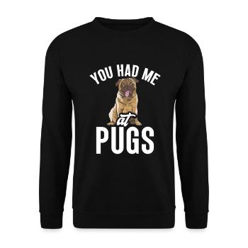 Pug Gifts for Pug Lovers - Unisex Sweatshirt - black - Front - Alina (178cm) & Michal (187cm)