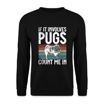 Pug Gifts for Pug Lovers - Unisex Pullover - Schwarz - Vorne - Alina (178cm) & Michal (187cm)