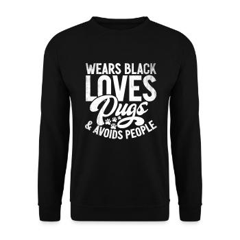 Pug Gifts for Pug Lovers - Unisex Sweatshirt - black - Front - Alina (178cm) & Michal (187cm)