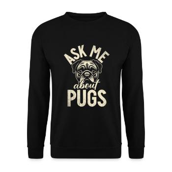 Pug Gifts for Pug Lovers - Unisex Sweatshirt - black - Front - Alina (178cm) & Michal (187cm)